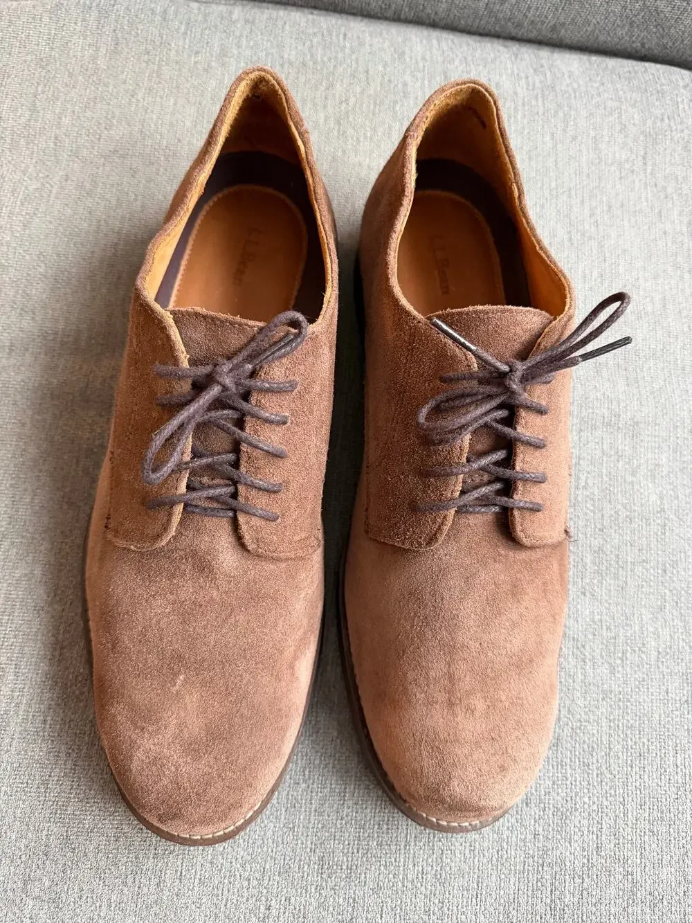 L.L. Bean Men's‎ Beige Leather Suede Oxford Shoes Sz 14